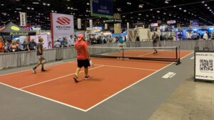 A regulation pickleball court was set up at the PGA Show held Jan. 24-27 at the Orange County Convention Center in Orlando, Fla.