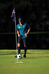 The keys to footgolf's popularity are affordability and low barrier to access. All a new footgolfer needs to start playing is a soccer ball and the proper attire.