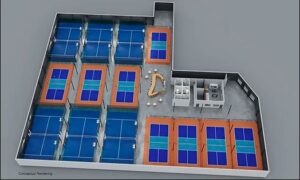 Rendering courtesy The Pad + Pickleball Club A rendering of The Padel + Pickleball Club, which will open in Clayton, Mo., in December.