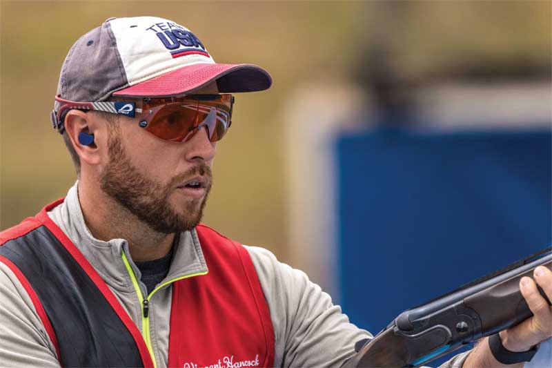 Courtesy David Herman Vincent Hancock of the USA Shooting men’s skeet team participates in the 2023 Pan American Games in Santiago, Chile, this past October. Hancock, a three-time Olympic medalist, earned the Gold once again during the games.