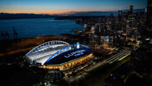 An skyline view of Lumen Field, the home of the NFL's Seattle Seahawks