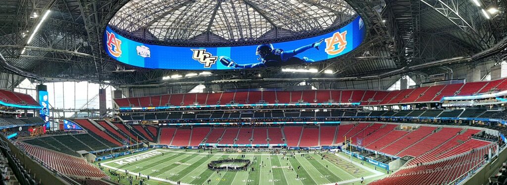 Panoramic view of the Mercedes-Benz Stadium.