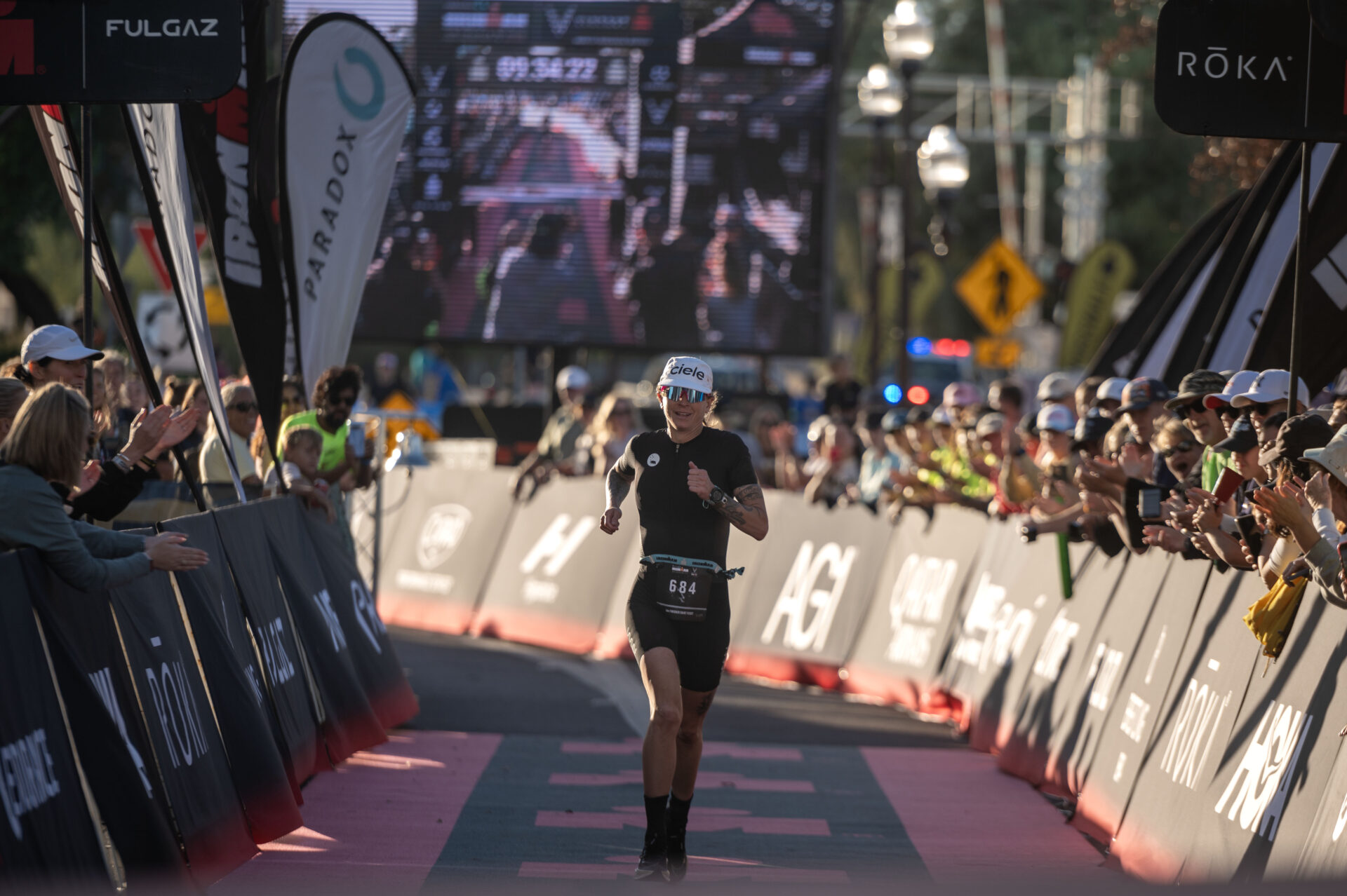 Someone running in a triathlon