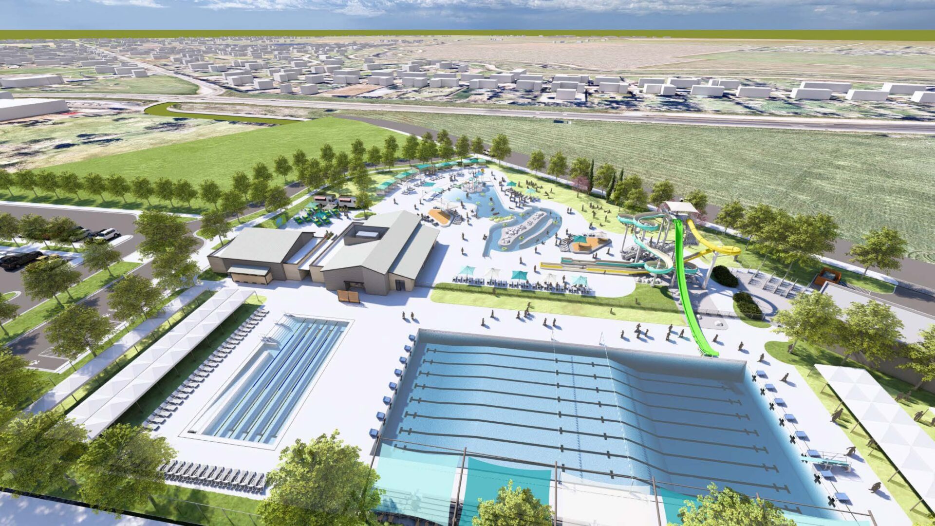 A rendering of the Aquatics & Recreation Center.