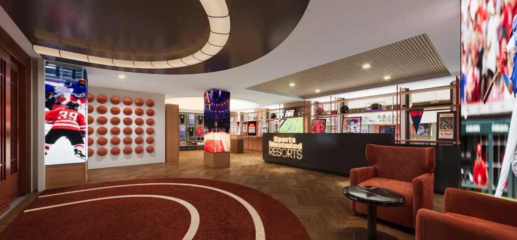 An artist’s rendering of the proposed Sports Illustrated Chicago lobby