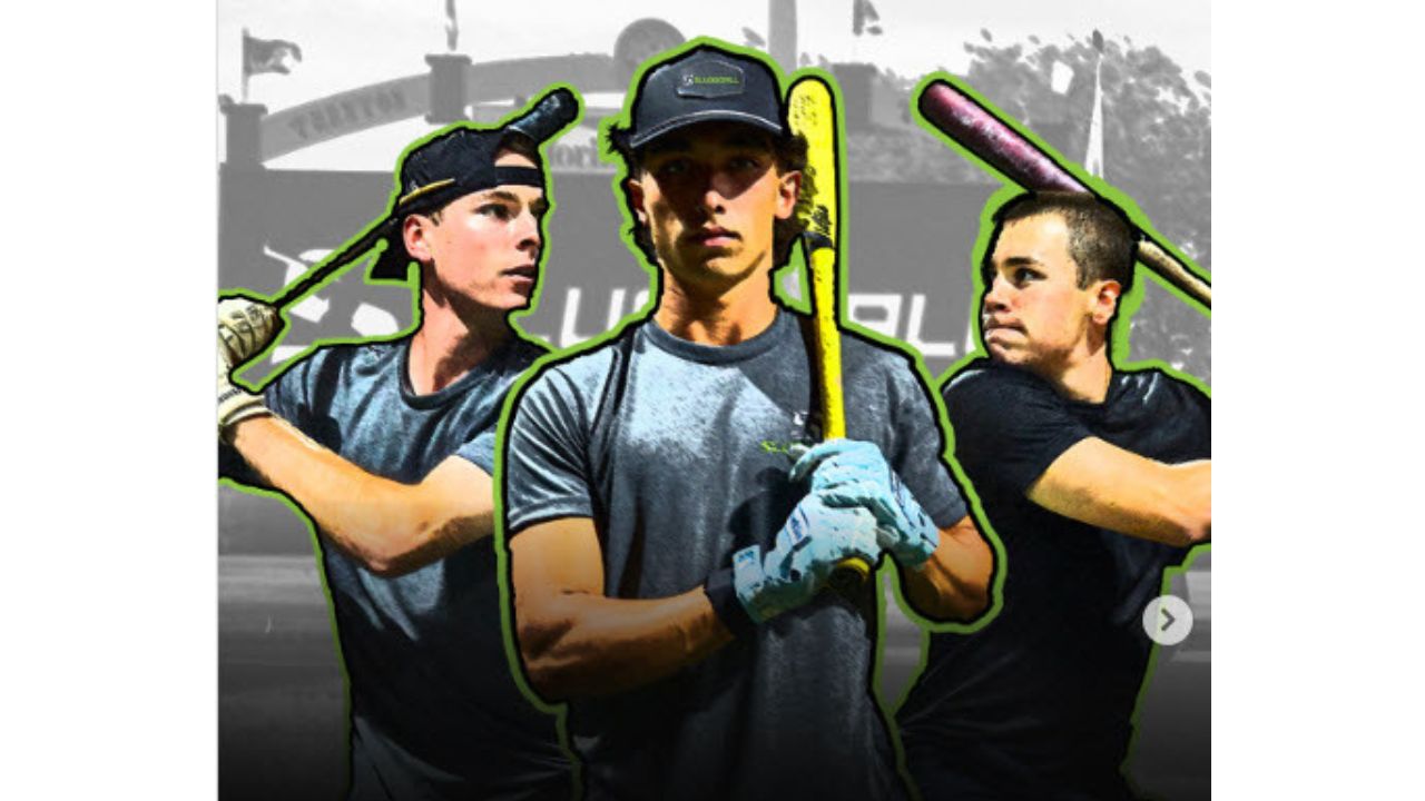 An illustration of three players with baseball bats.