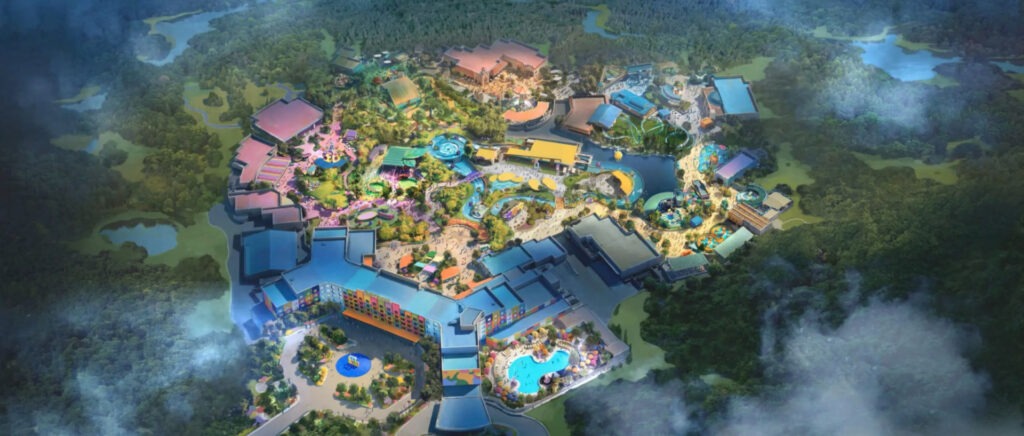 A rendering of the Universal theme park.