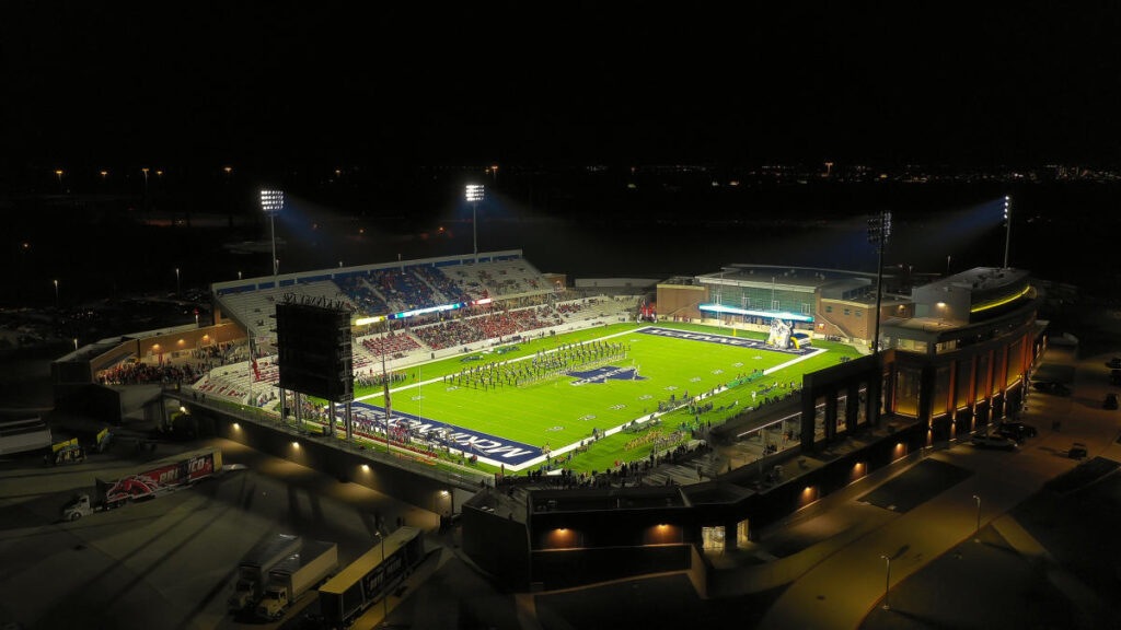Overhead view of the McKinney ISD Football Stadium.
