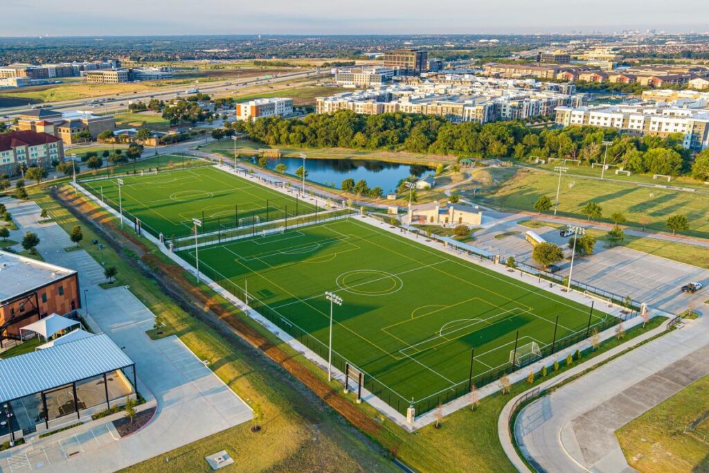 Overhead view of the McKinney Soccer Complex
